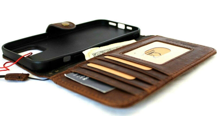 Handmade Leather Wallet Case for Google Pixel 10: Vintage Luxury Cover