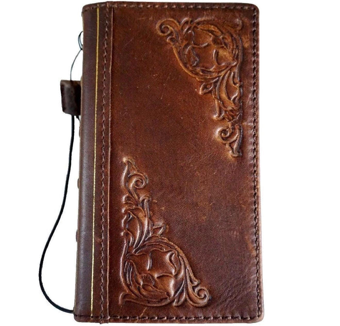 Handmade Leather Wallet Case for Google Pixel Fold: Art Book Design