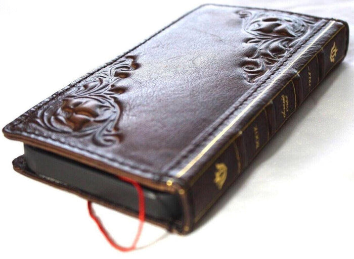 Handmade Leather Wallet Case for Google Pixel Fold: Art Book Design