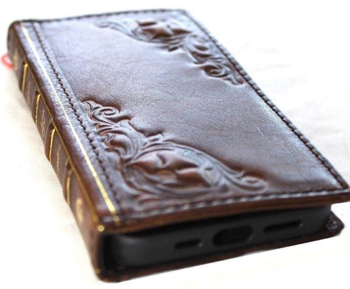 Handmade Leather Wallet Case for Google Pixel Fold: Art Book Design