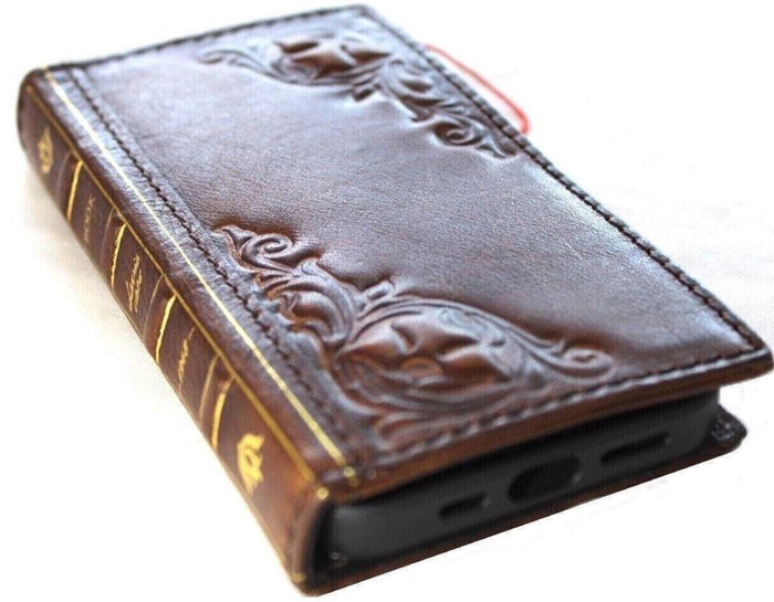 Handmade Leather Wallet Case for Google Pixel Fold: Art Book Design