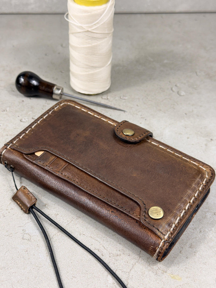 Handmade Leather Wallet Case for Google Pixel Fold: