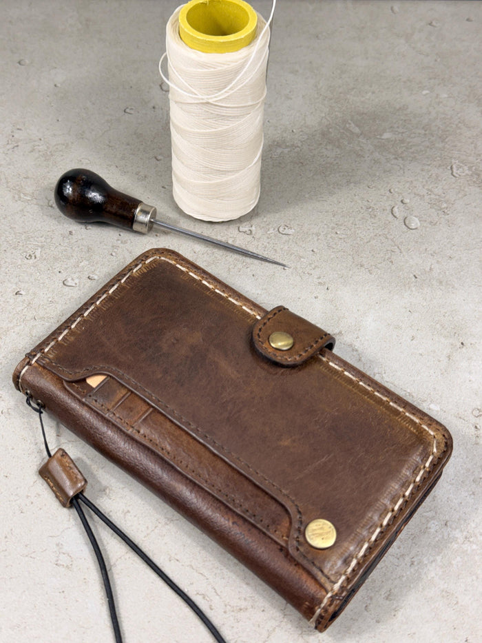 Handmade Leather Wallet Case for Google Pixel Fold: