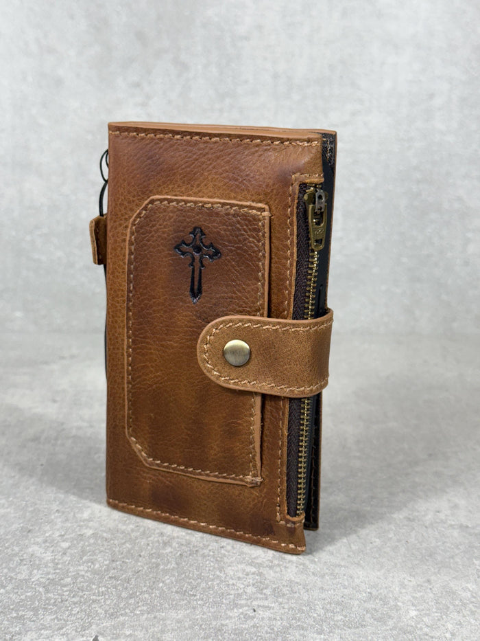 Handmade Leather Wallet Case for Google Pixel: Retro Card Holder with Zipper
