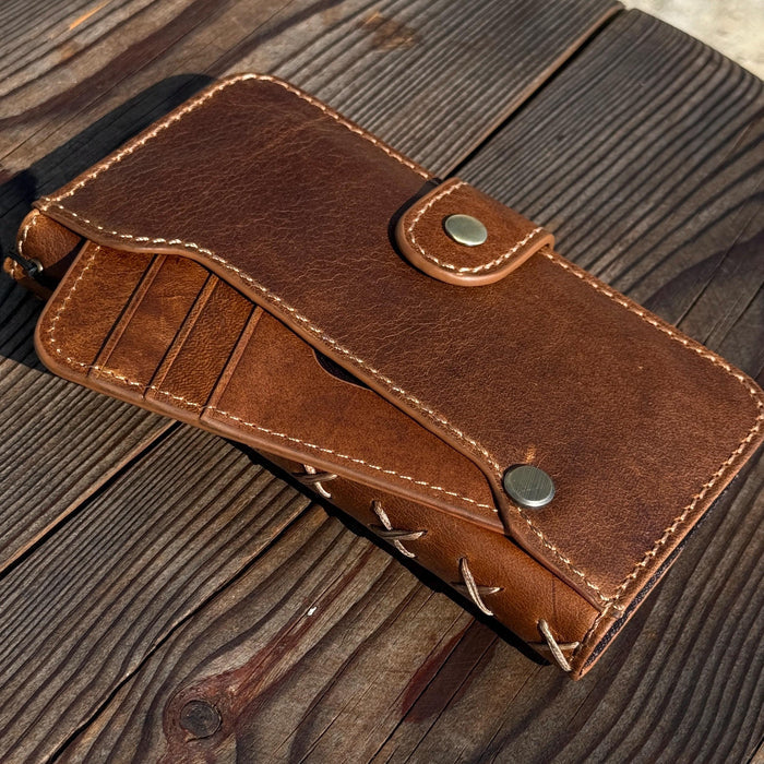 Handmade Leather Wallet Case for Google Pixel: Retro Card Holder with Zipper