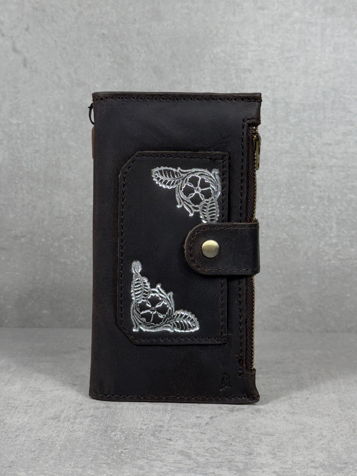 Handmade Leather Wallet Case for Google Pixel: Retro Card Holder with Zipper