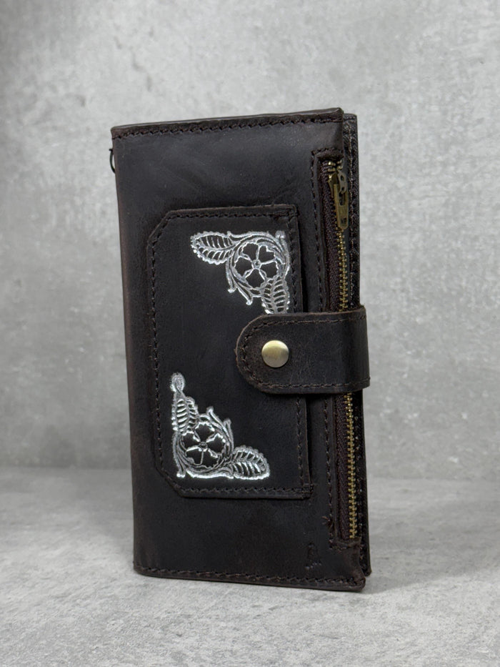Handmade Leather Wallet Case for Google Pixel: Retro Card Holder with Zipper