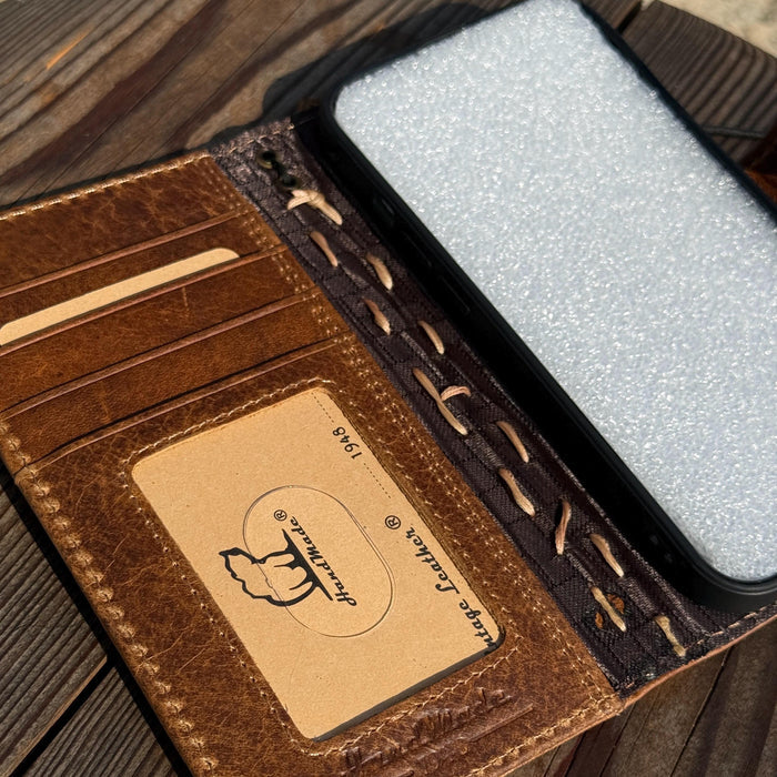 Handmade Leather Wallet Case for Google Pixel: Retro Card Holder with Zipper