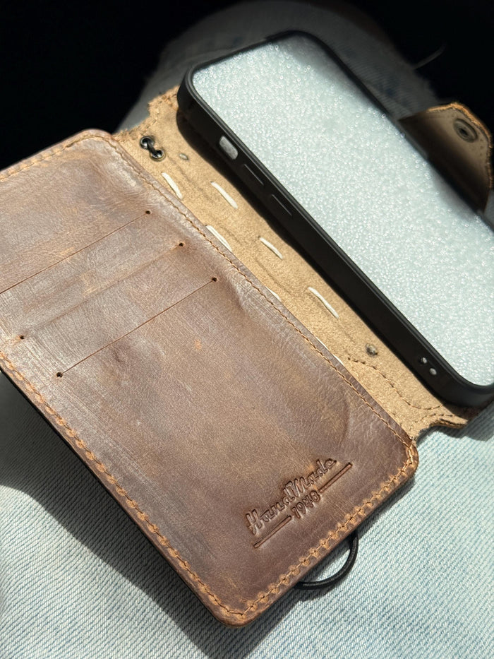 Handmade Leather Wallet Case for Google Pixel: Retro Card Holder with Zipper