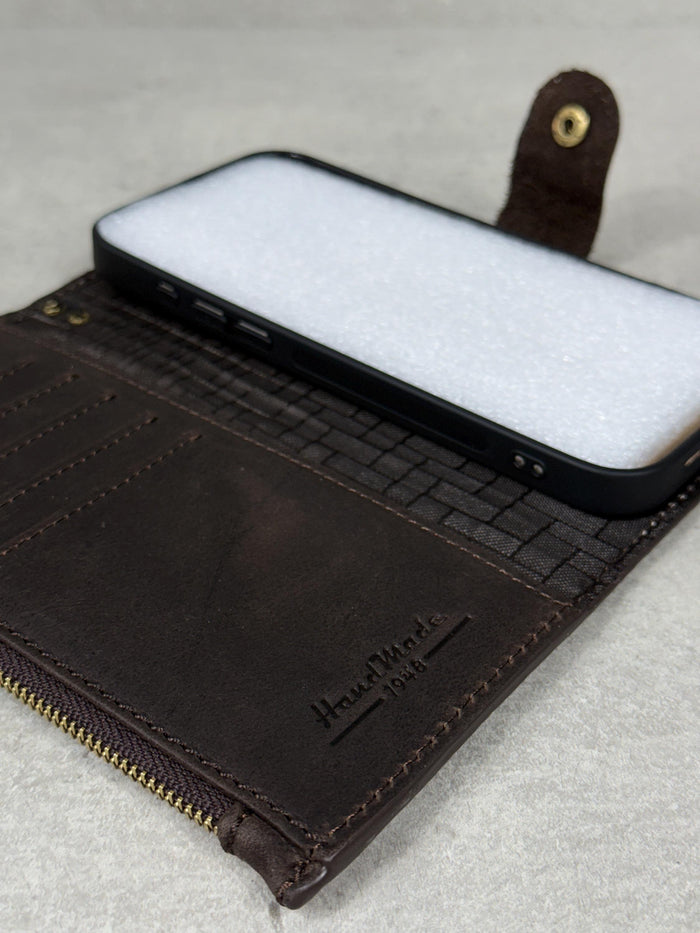 Handmade Leather Wallet Case for Google Pixel: Retro Card Holder with Zipper