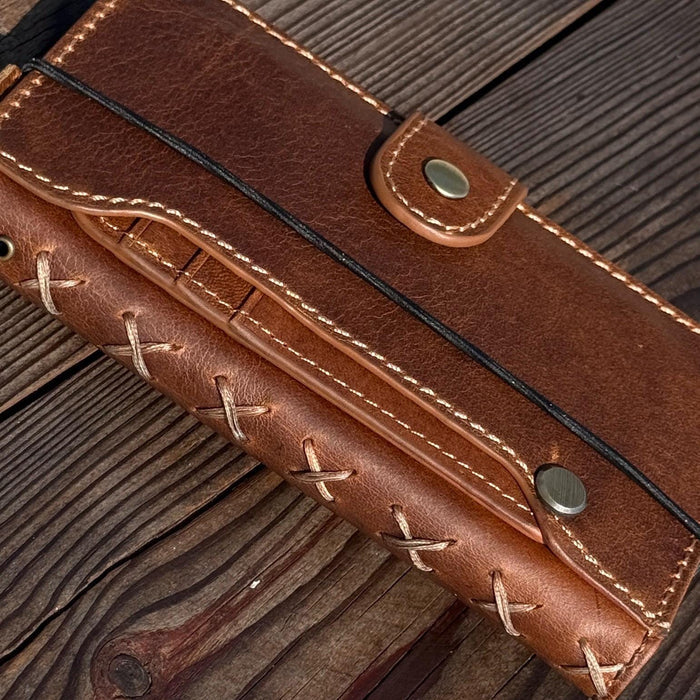 Handmade Leather Wallet Case for Google Pixel: Retro Card Holder with Zipper