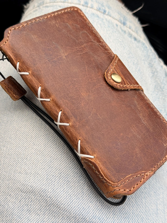 Handmade Leather Wallet Case for Google Pixel: Retro Card Holder with Zipper