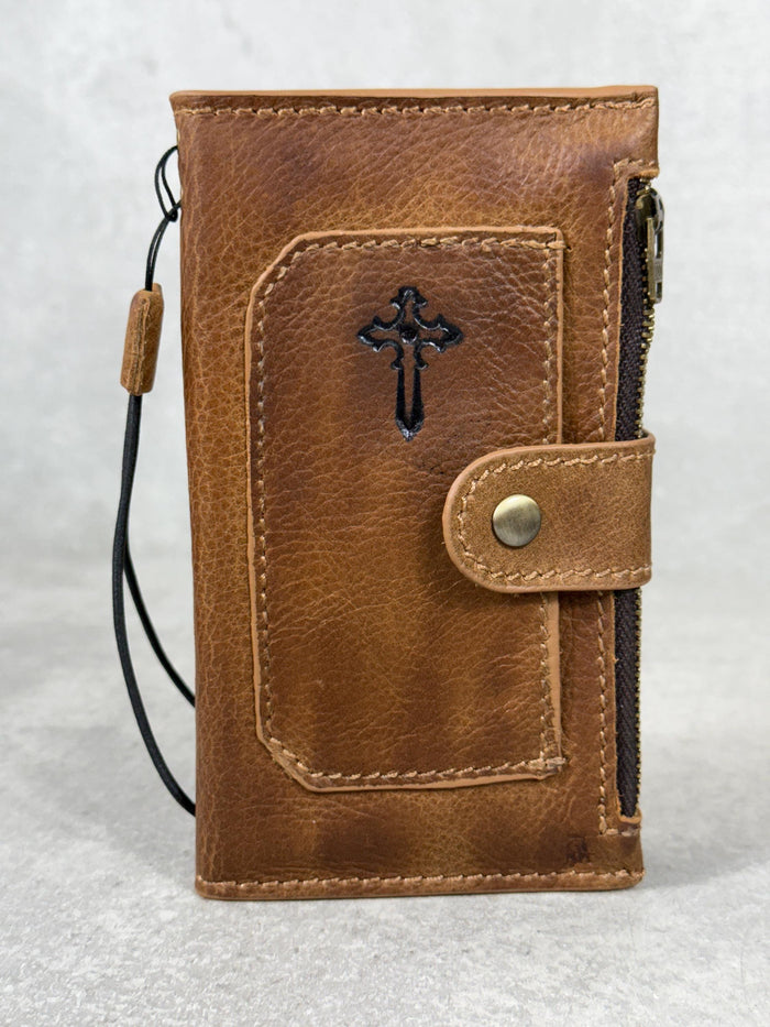 Handmade Leather Wallet Case for Google Pixel: Retro Card Holder with Zipper
