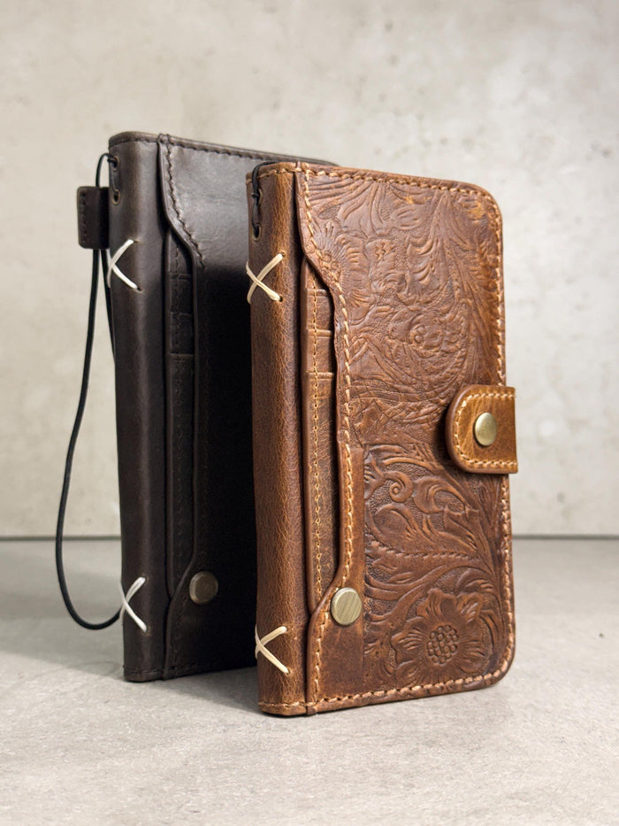 Handmade Leather Wallet Case for Google Pixel: Retro Card Holder with Zipper