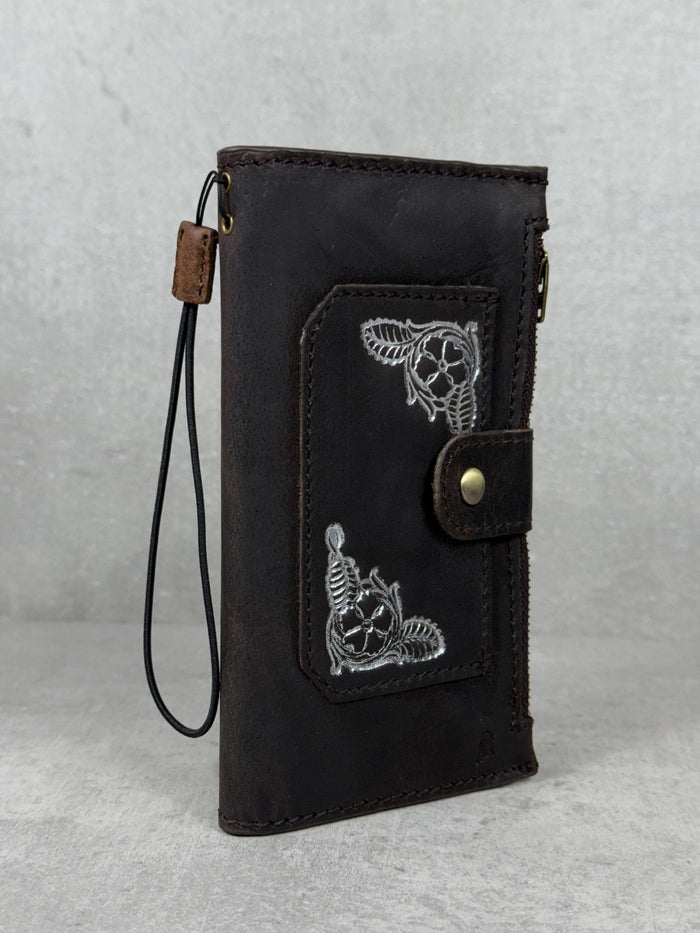 Handmade Leather Wallet Case for Google Pixel: Retro Card Holder with Zipper