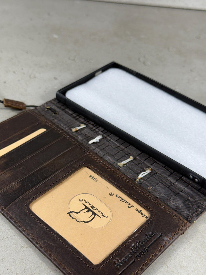 Handmade Leather Wallet Case for Google Pixel: Retro Card Holder with Zipper