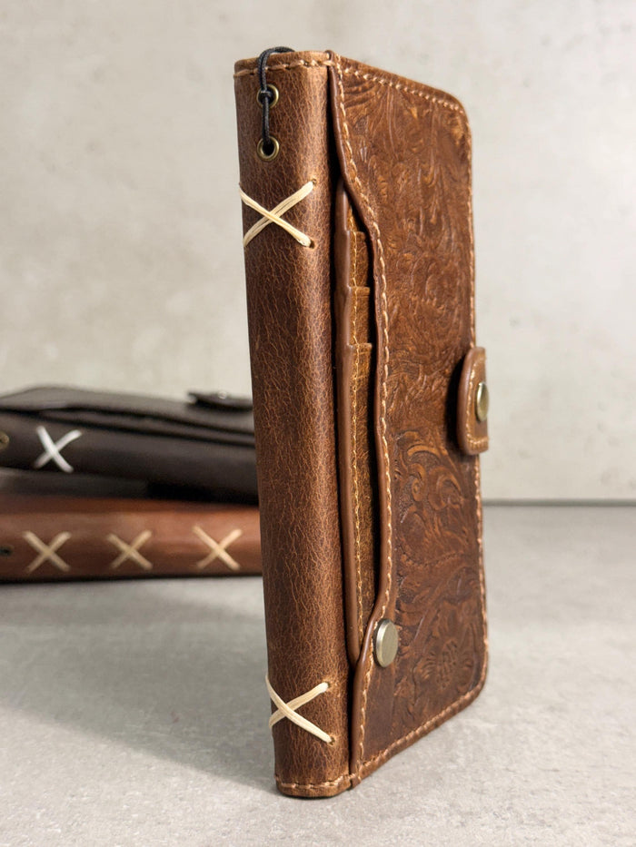 Handmade Leather Wallet Case for Google Pixel: Retro Card Holder with Zipper
