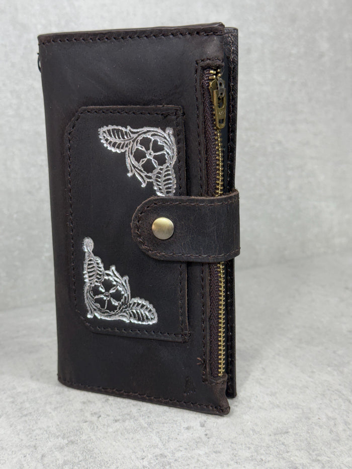 Handmade Leather Wallet Case for Google Pixel: Retro Card Holder with Zipper