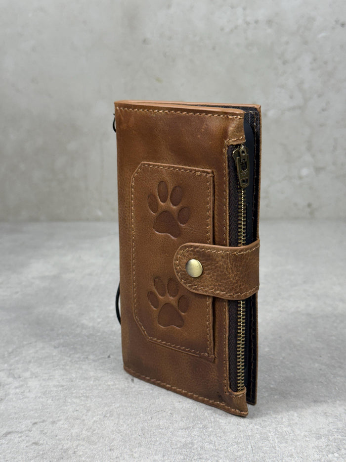 Handmade Leather Wallet Case for Google Pixel: Retro Zip Closure, Card Slots