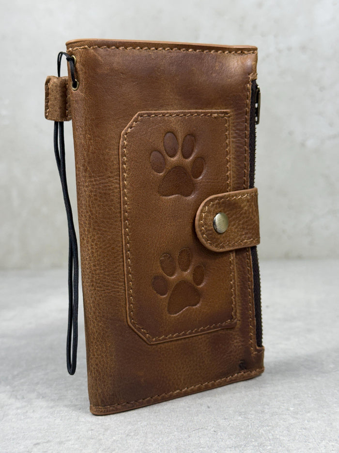 Handmade Leather Wallet Case for Google Pixel: Retro Zip Closure, Card Slots