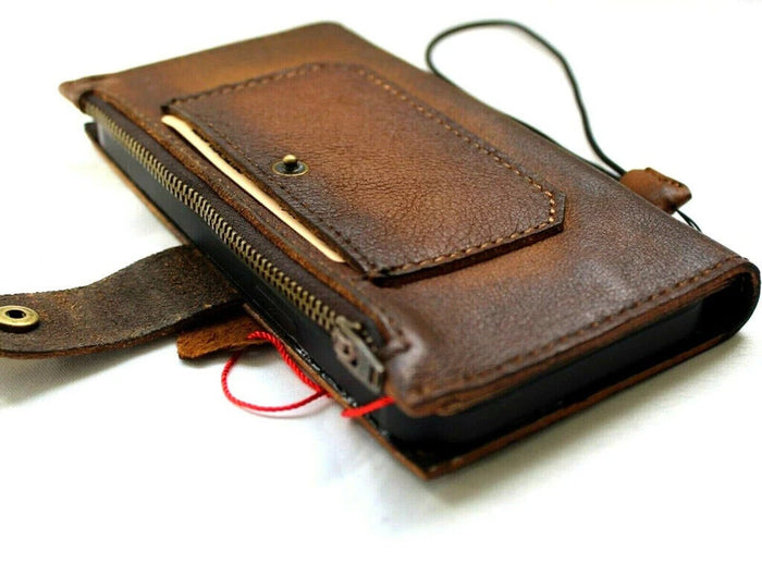 Handmade Leather Wallet Case for Google Pixel: Retro Zip Closure