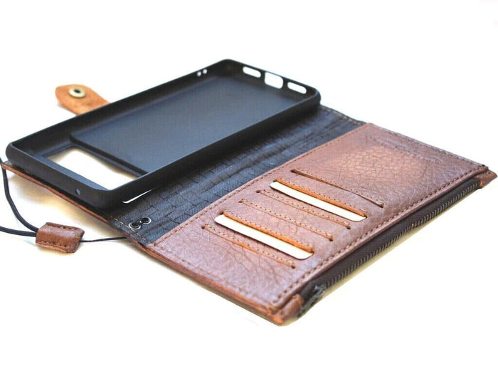Handmade Leather Wallet Case for Google Pixel: Retro Zip Closure