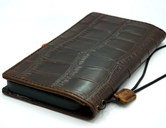 Handmade Leather Wallet Case for Google Pixel: Vintage Book Cover with Card Slots