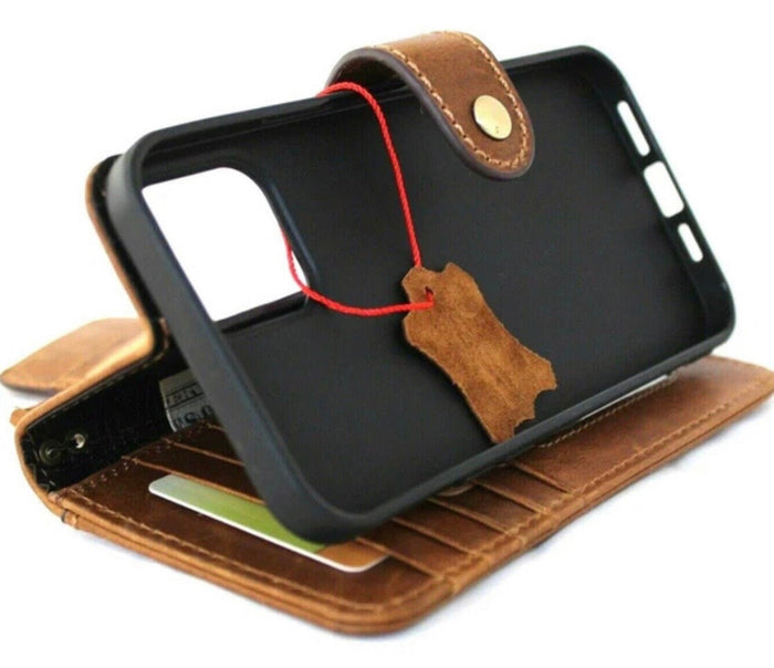 Handmade Leather Wallet Case for Google Pixel: Vintage Card Slots Cover