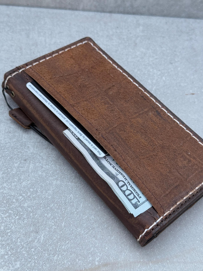 Handmade Leather Wallet Case for Google Pixel: Vintage Card Slots Cover