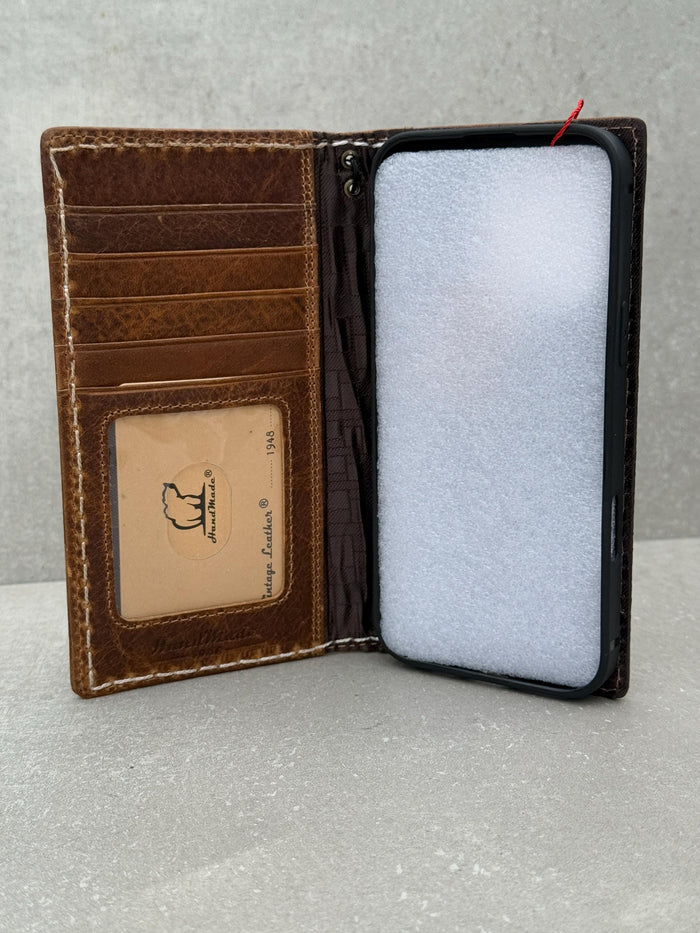 Handmade Leather Wallet Case for Google Pixel: Vintage Card Slots Cover