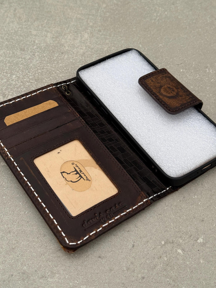 Handmade Leather Wallet Case for Google Pixel: Vintage Card Slots Cover