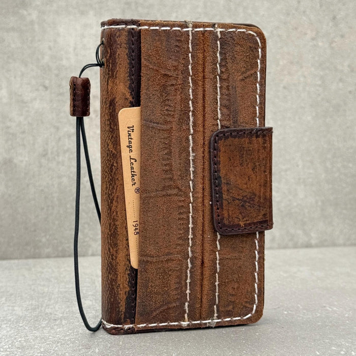 Handmade Leather Wallet Case for Google Pixel: Vintage Card Slots