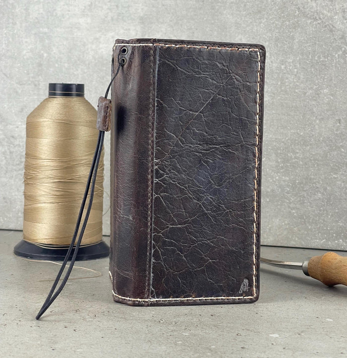 Handmade Leather Wallet Case for Google Pixel: Vintage Card Slots