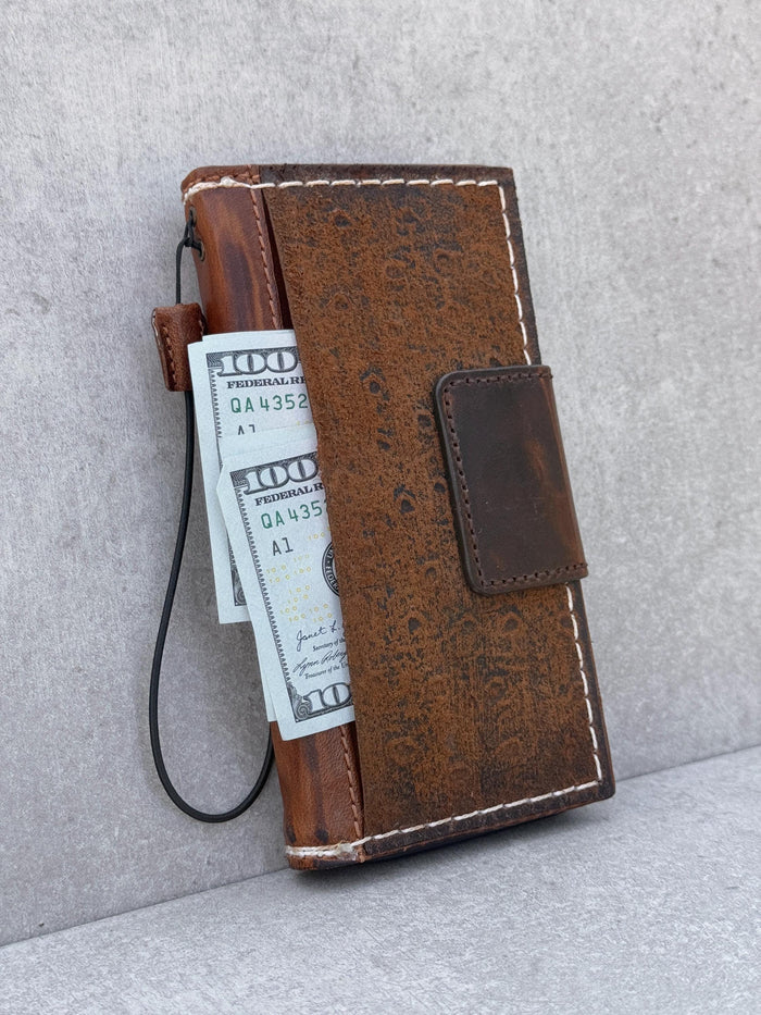 Handmade Leather Wallet Case for Google Pixel: Vintage Card Slots