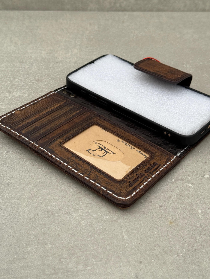 Handmade Leather Wallet Case for Google Pixel: Vintage Card Slots