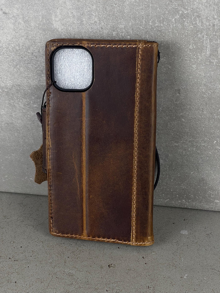 Handmade Leather Wallet Case for Google Pixel: Vintage Magnetic Cover