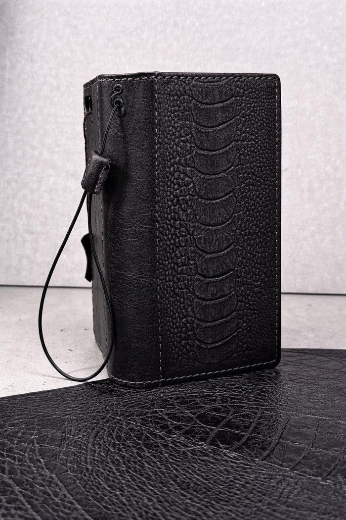 Handmade Leather Wallet Case for OnePlus: Book Design with Gold Art