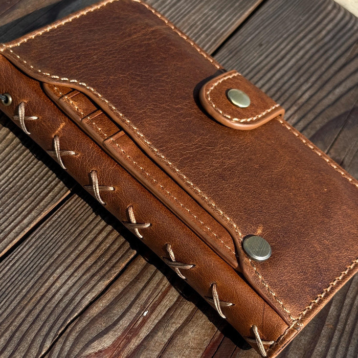 Handmade Leather Wallet Case for OnePlus: Wireless Charge, Card Slots