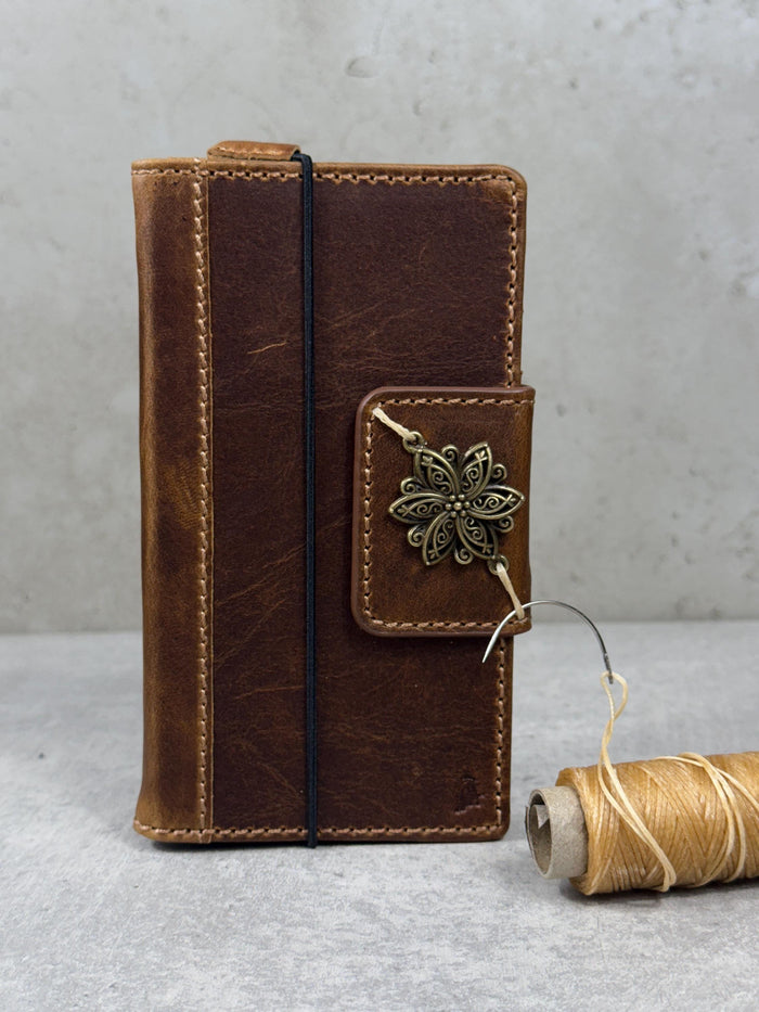 Handmade Leather Wallet Case for OnePlus: Wireless Charge, Card Slots