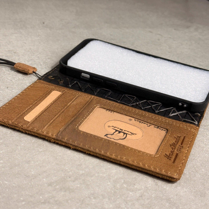Handmade Leather Wallet Case for OnePlus: Wireless Charge, Card Slots