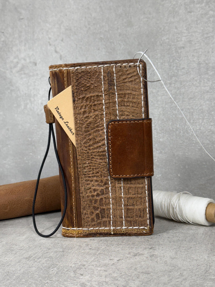 Handmade Leather Wallet Case for OnePlus: Wireless Charge, Card Slots