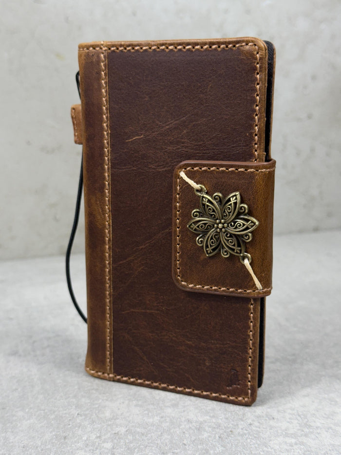 Handmade Leather Wallet Case for OnePlus: Wireless Charge, Card Slots