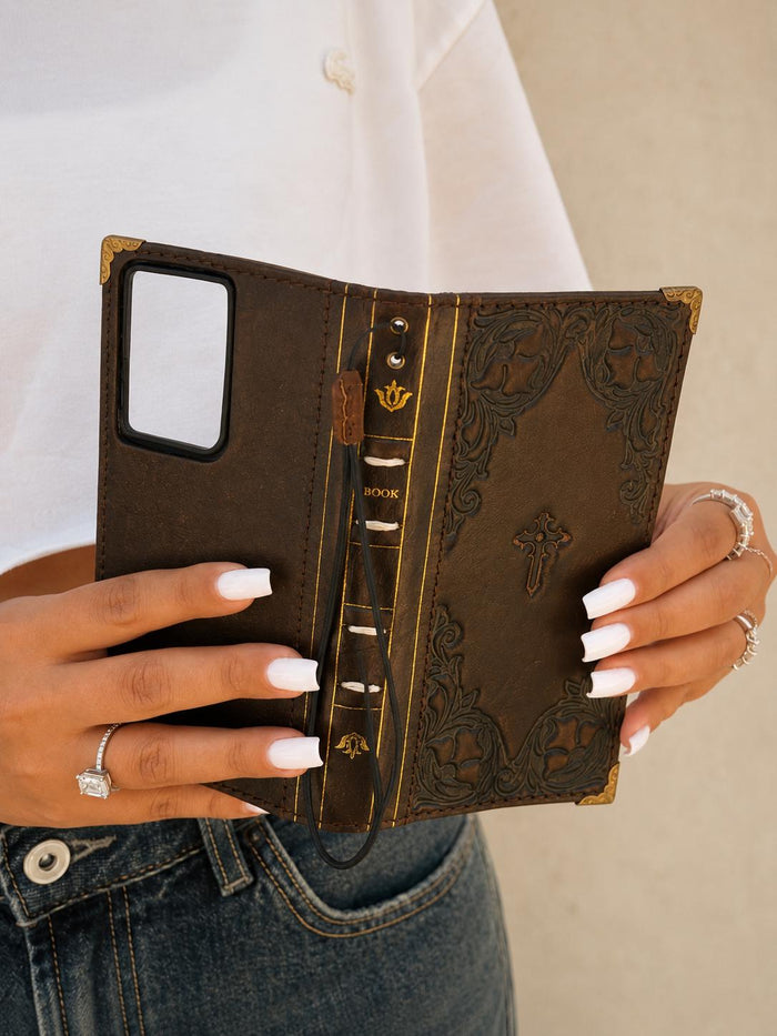 Handmade Leather Wallet Case for OnePlus: Wireless Charge, Card Slots