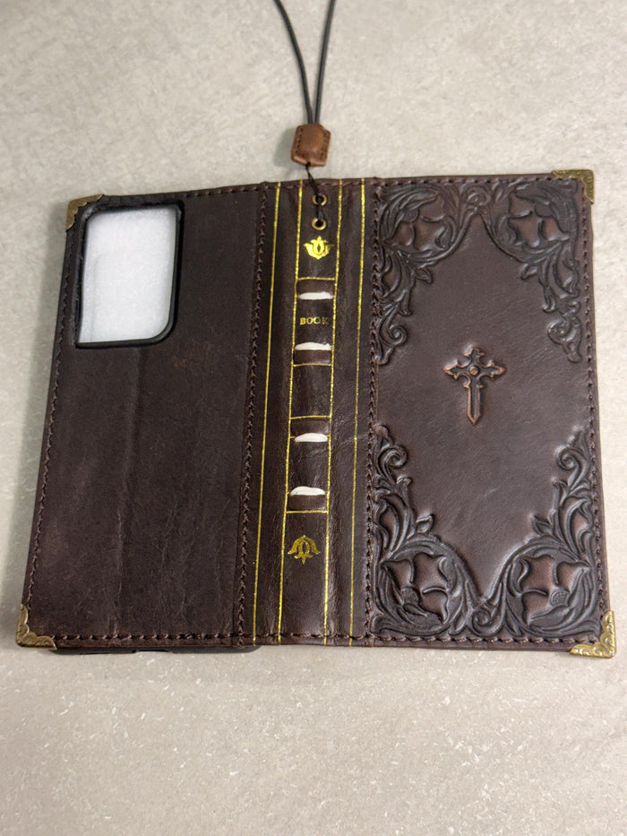 Handmade Leather Wallet Case for OnePlus: Wireless Charge, Card Slots