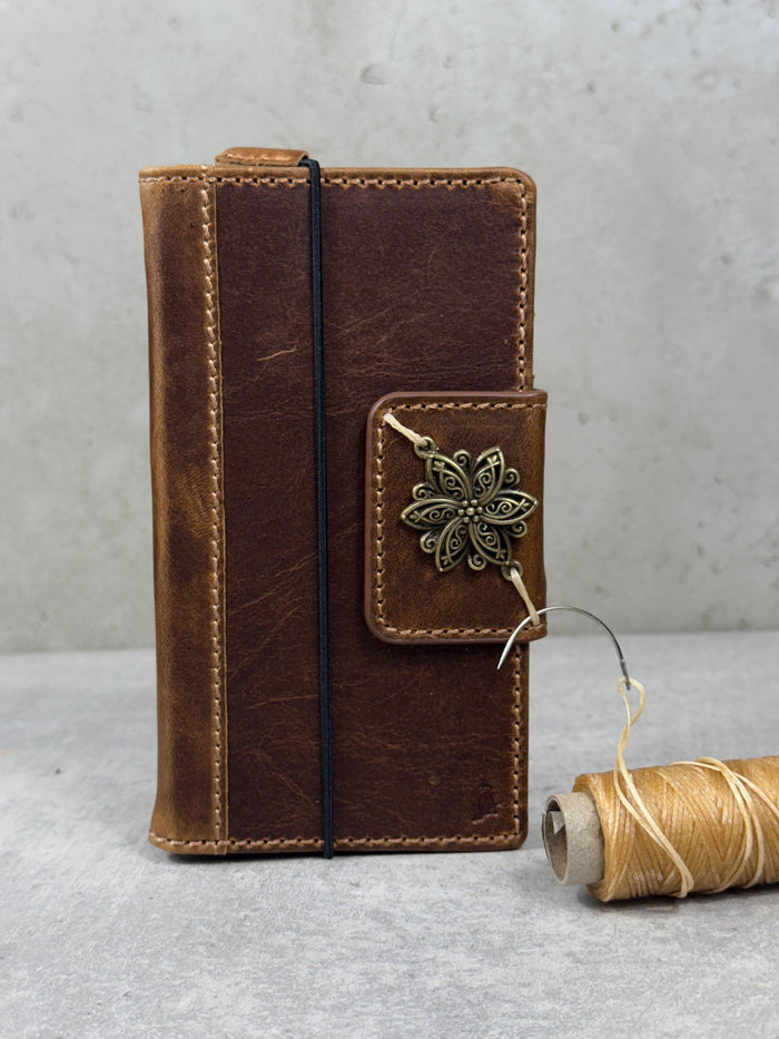 Handmade Leather Wallet Case for OnePlus: Wireless Charge, Card Slots