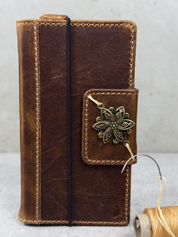 Handmade Leather Wallet Case for OnePlus: Wireless Charge, Card Slots