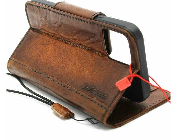 Handmade Leather Wallet Case for OnePlus: Wireless Charge, Card Slots