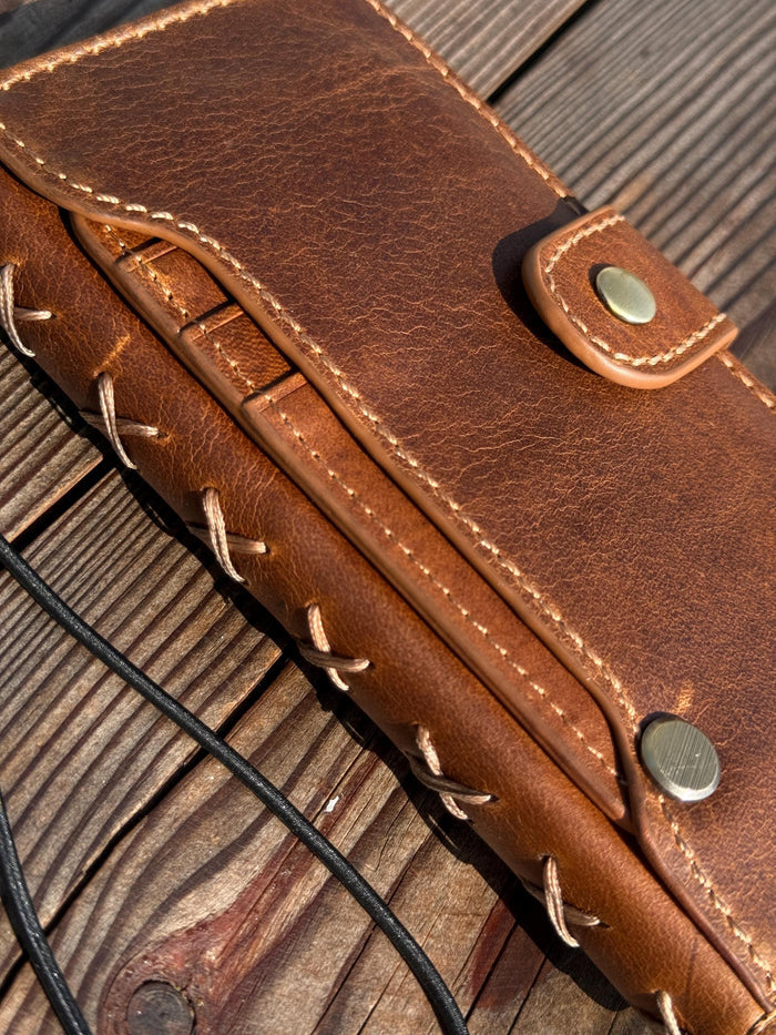Handmade Leather Wallet Case for OnePlus: Wireless Charge, Card Slots