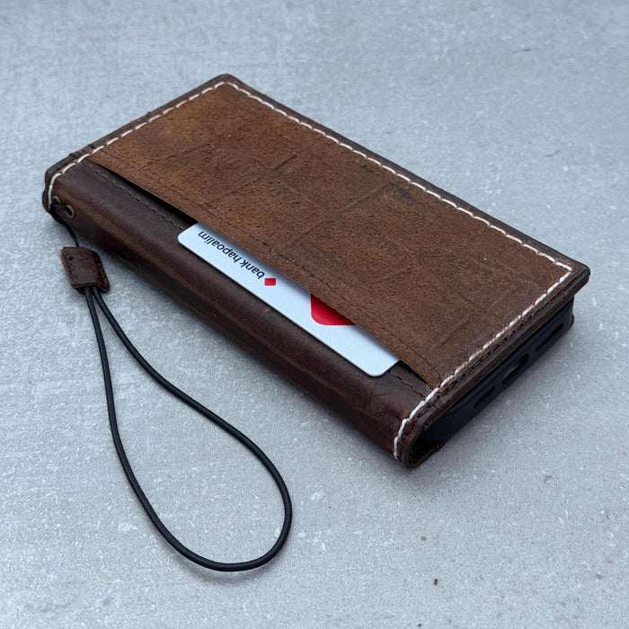 Handmade Leather Wallet Case for OnePlus: Wireless Charge, Card Slots
