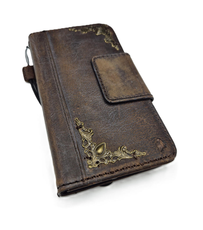 Handmade Leather Wallet Case for Oppo Find N3, Reno 12 Pro